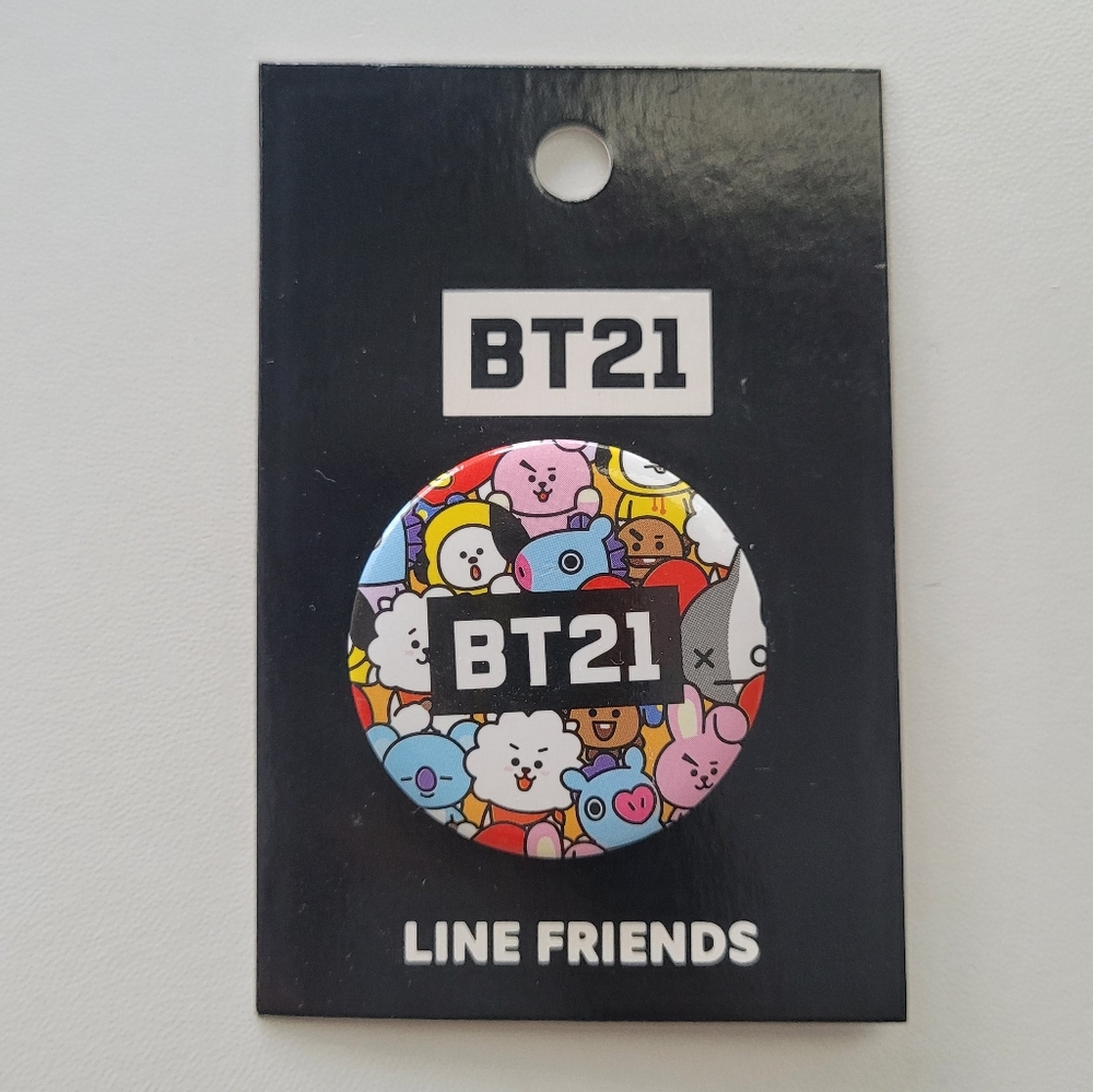 BT21 Line Friends x BTS Official Sticker & Pin Set (Chimmy + Group) - Picture 6 of 6